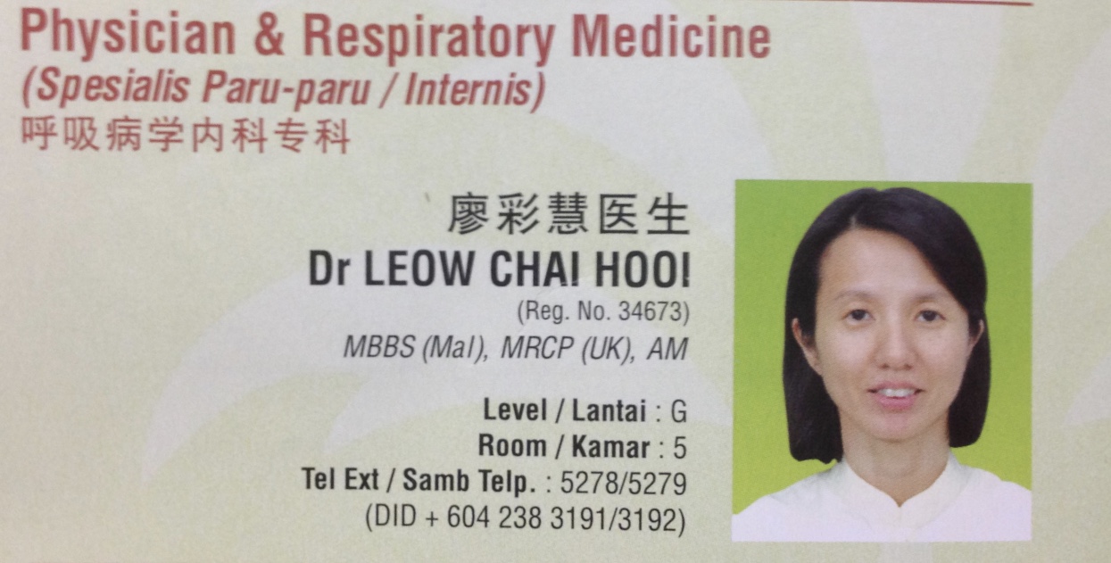 dr leow chai hooi paru-paru di Island Hospital
